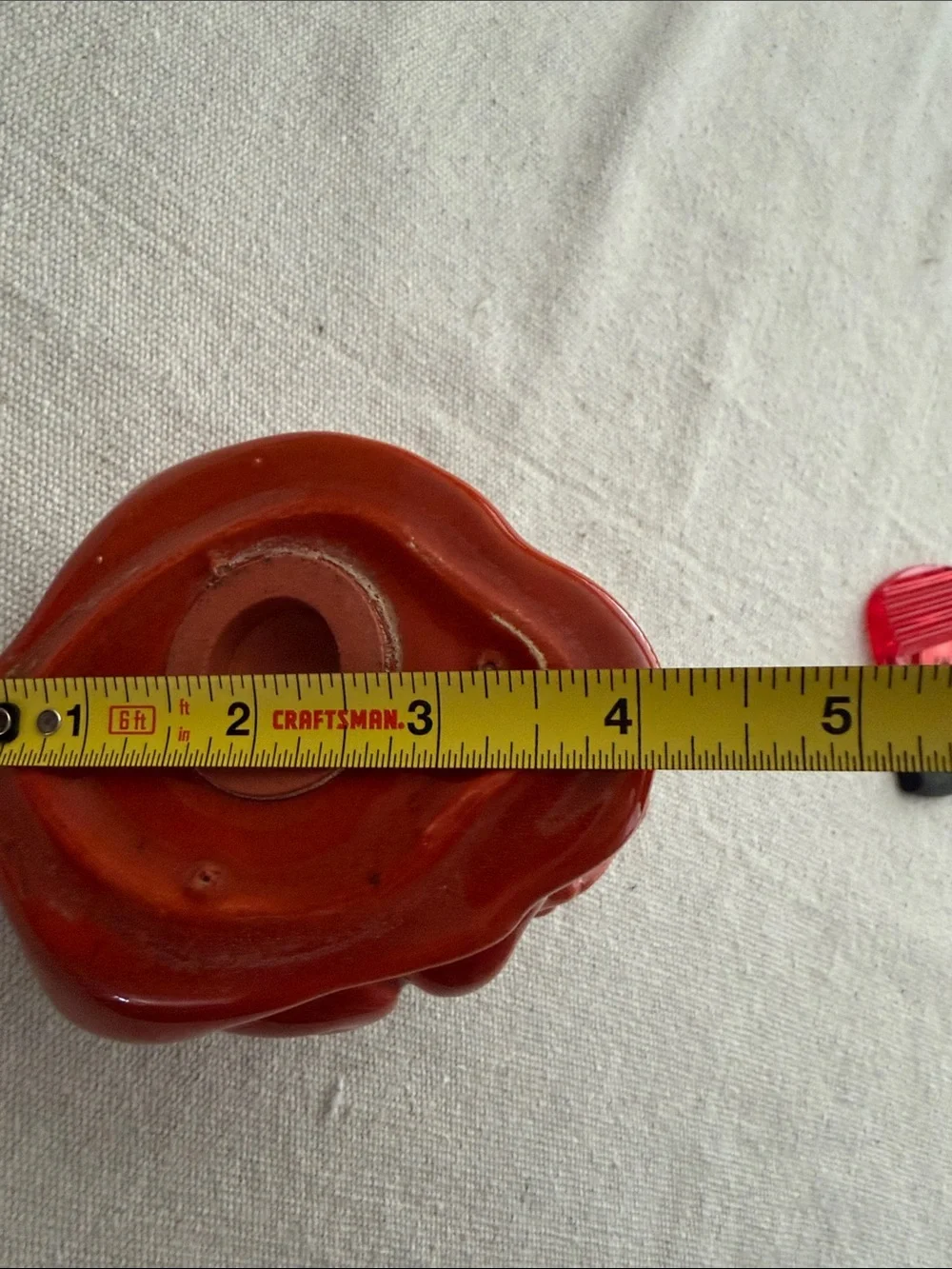 Vintage MCM Orange Ceramic Frog Figurine Toothbrush Caddy